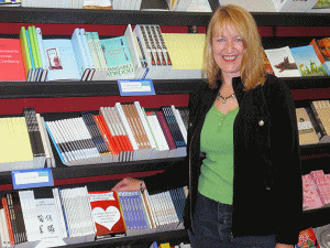Julie Coggon finds the Love Buzz Anthology easy to spot at Edinburgh Book festival